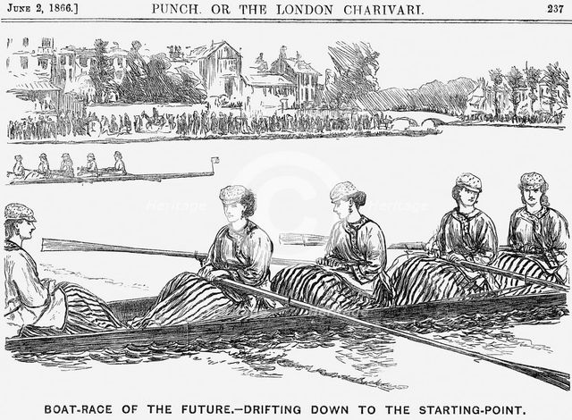 'Boat-Race of the Future - Drifiting Down to the Starting Point', 1866. Creator: Unknown.