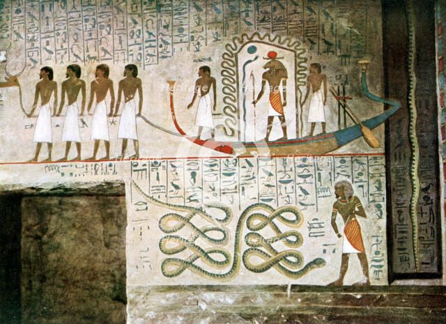 Boat scene, Tombs of the Nobles, Thebes, Egypt. Artist: Unknown