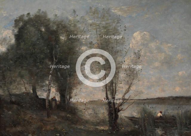 Boatman among the Reeds, ca. 1865. Creator: Jean-Baptiste-Camille Corot.