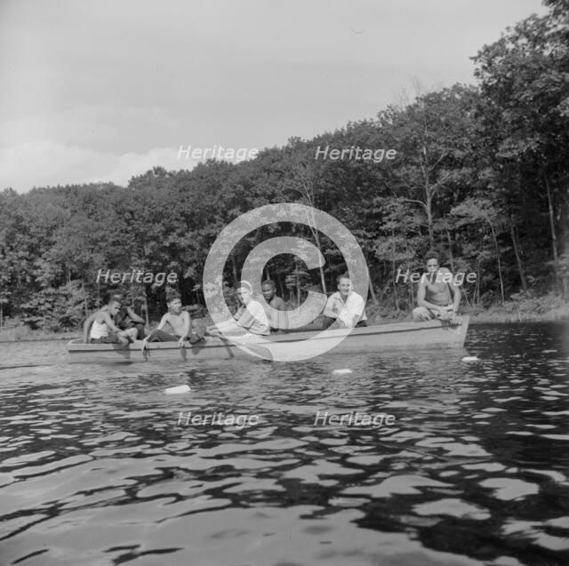 Boating on the lake at Camp Nathan Hale, Southfields, New York, 1943 Creator: Gordon Parks.