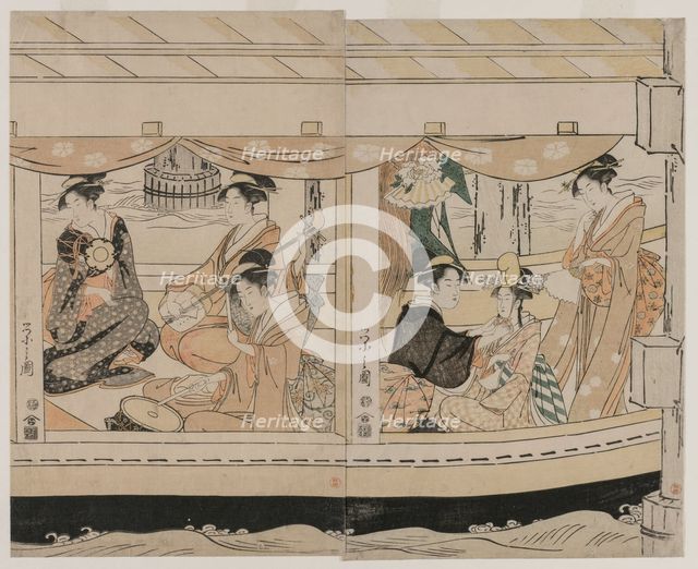 Boating on the Sumida River, mid 1790s. Creator: Ch?bunsai Eishi (Japanese, 1756-1829).