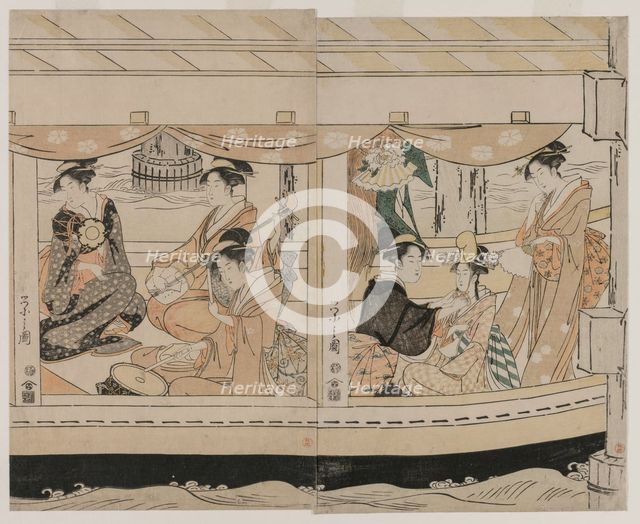 Boating on the Sumida River, mid 1790s. Creator: Ch?bunsai Eishi (Japanese, 1756-1829).
