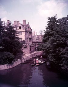 Boating on the River Cherwell and back of Magdalen College, Oxford, c1955. Creator: Arthur Charles Kirby Ware