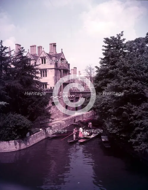Boating on the River Cherwell and back of Magdalen College, Oxford, c1955.   Creator: Arthur Charles Kirby Ware.