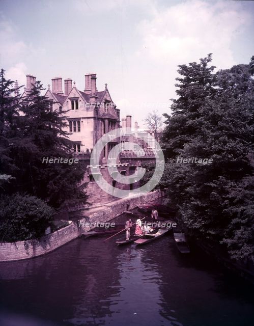 Boating on the River Cherwell and back of Magdalen College, Oxford, c1955.   Creator: Arthur Charles Kirby Ware.