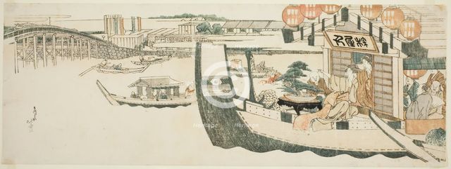 Boating parties on the Sumida River, Japan, c. 1808/12. Creator: Hokusai.