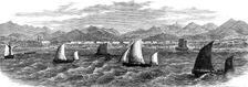 Boats carrying officers to see the Great Wall of China, 1881. Creator: Unknown