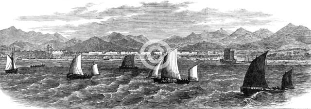 Boats carrying officers to see the Great Wall of China, 1881. Creator: Unknown.