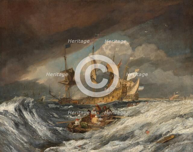 Boats Carrying Out Anchors to the Dutch Men of War, c. 1804. Creator: JMW Turner.