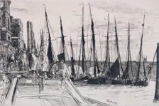 Boats alongside Billingsgate London, 1859. Artist: James Abbott McNeill Whistler