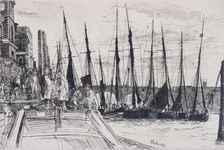 Boats alongside Billingsgate London, 1859. Artist: James Abbott McNeill Whistler