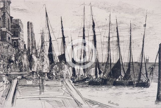 'Boats alongside Billingsgate', London, 1859. Artist: James Abbott McNeill Whistler