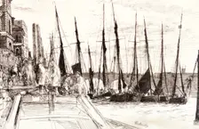 Boats alongside Billingsgate London, 1859. Artist: James Abbott McNeill Whistler