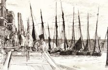 Boats alongside Billingsgate London, 1859. Artist: James Abbott McNeill Whistler