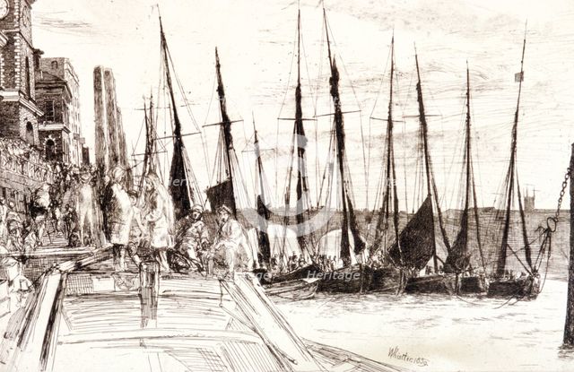 'Boats alongside Billingsgate', London, 1859. Artist: James Abbott McNeill Whistler
