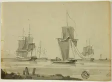 Boats at Sea, c.1800. Creator: Unknown