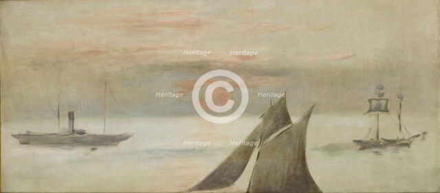 Boats at Sea, Sunset. Artist: Manet, Édouard (1832-1883)