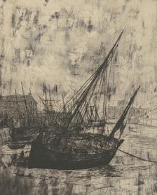 Boats at Peel - Isle of Man, 1889. Creator: Julian Alden Weir