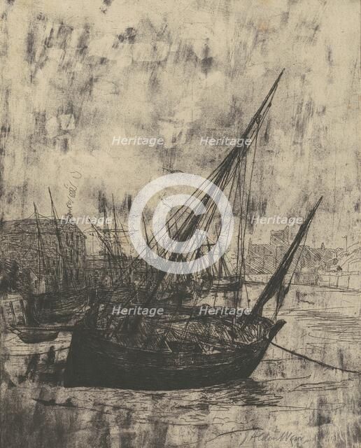 Boats at Peel - Isle of Man, 1889. Creator: Julian Alden Weir.