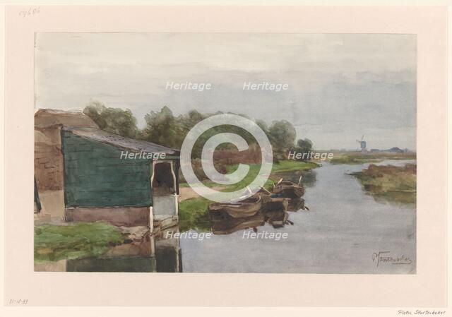 Boats at Wetering, 1838-1892. Creator: Pieter Stortenbeker.