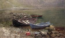 Boats at the Seaside, 1885. Creator: Anders Monsen Askevold