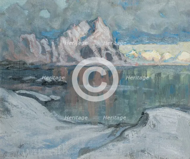 Boats between the Mountains. Study from Lofoten, 1910. Creator: Anna Katarina Boberg.