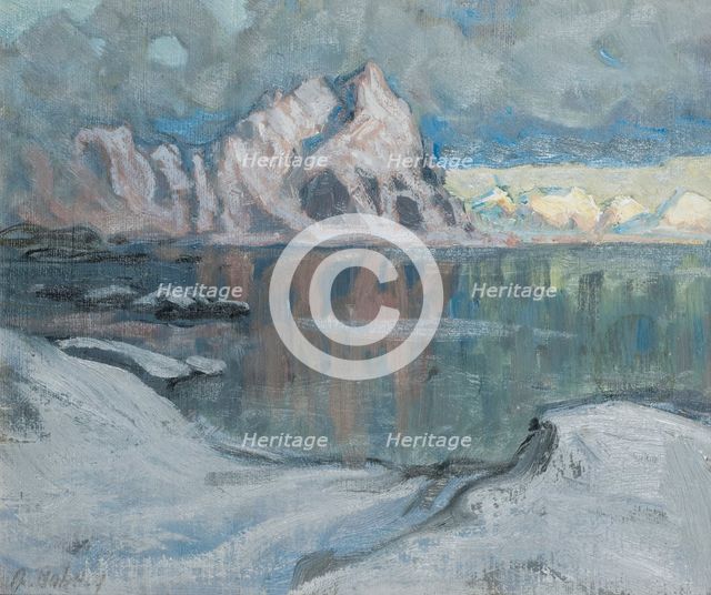 Boats between the Mountains. Study from Lofoten, 1910. Creator: Anna Katarina Boberg.