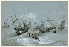 Boats Going Out, Entretat, July, 1858. Creator: Clarkson Stanfield