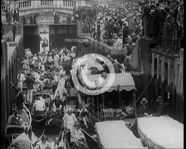 Boats Gathering at Boulter's Lock, 1921. Creator: British Pathe Ltd.