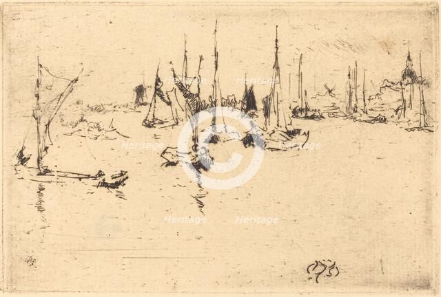 Boats, Dordrecht, 1884. Creator: James Abbott McNeill Whistler.