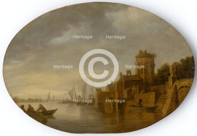Boats in a harbour, 1640-1650. Creator: Follower of Jan van Goyen.