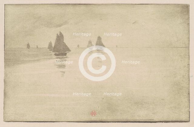 Boats in a Morning Fog, c. 1887. Creator: Henri-Charles Guerard.
