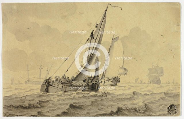 Boats in Full Sail, n.d. Creator: Cornelis Ouboter van der Grient.