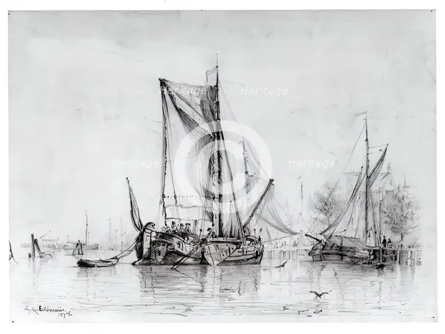 Boats in Harbor, 1878. Creator: Louis Michel Eilshemius.