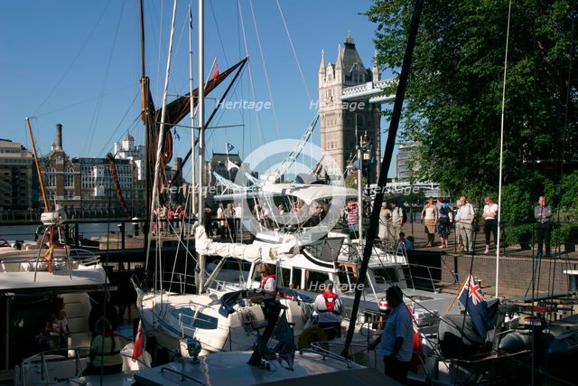 Boats in St Katherine's Lock, London. Creator: Peter Thompson.