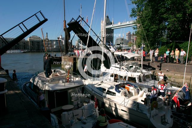 Boats in St Katherine's Lock, London. Creator: Peter Thompson.