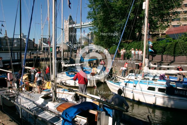 Boats in St Katherine's Lock, London. Creator: Peter Thompson.