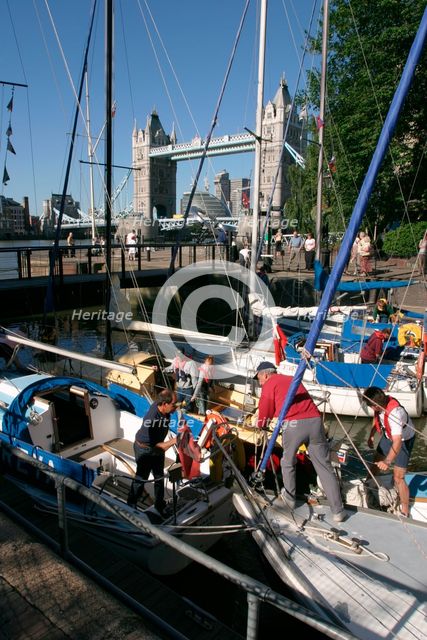Boats in St Katherine's Lock, London. Creator: Peter Thompson.