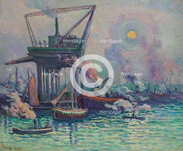 Boats in the port of Rotterdam, 1919. Creator: Luce, Maximilien (1858-1941).