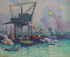 Boats in the port of Rotterdam, 1919. Creator: Luce, Maximilien (1858-1941)