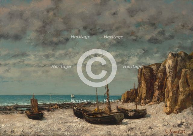 Boats on a Beach, Etretat, c. 1872/1875. Creator: Gustave Courbet.