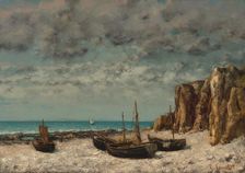 Boats on a Beach, Etretat, c. 1872/1875. Creator: Gustave Courbet