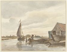 Boats on a canal, 1776-1822. Creator: Jan Hulswit