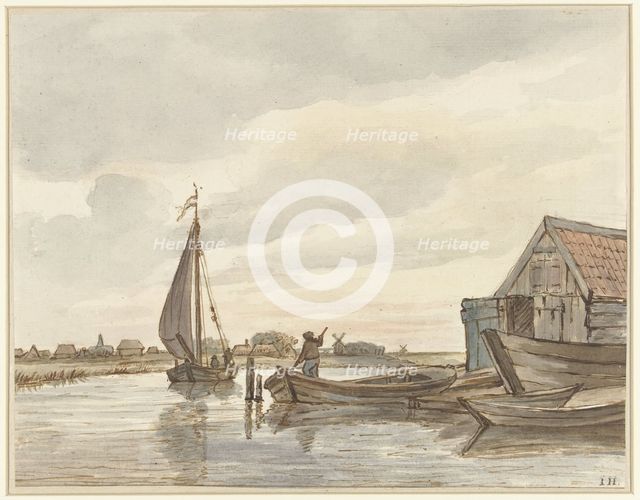 Boats on a canal, 1776-1822. Creator: Jan Hulswit.