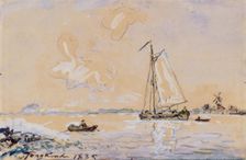 Boats on a River, 1885. Creator: Johan Barthold Jongkind