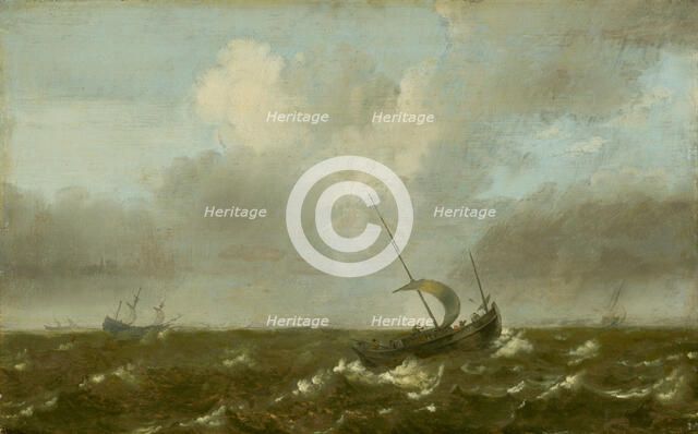 Boats on a stormy sea, c1650. Creator: Pieter Mulier.