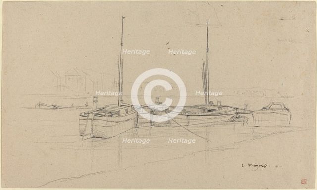 Boats on River with Masts. Creator: Charles Meryon.