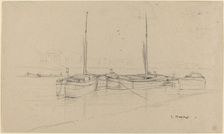 Boats on River with Masts. Creator: Charles Meryon