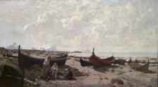 Boats on the Beach, 1883. Creator: Otto Sinding