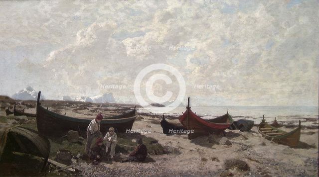 Boats on the Beach, 1883. Creator: Otto Sinding.